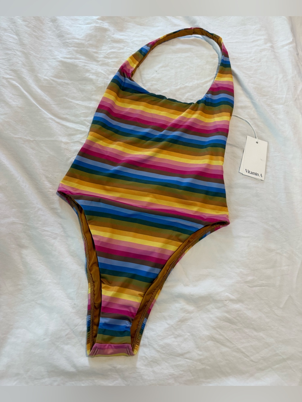 Vitamin A Striped One-Piece Swimsuit in Multicolor NWT 0783